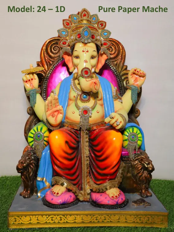 Royal Bappa — large Paper Lagda Ganpati idol for export